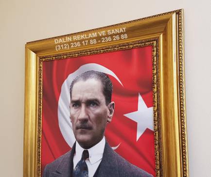 MAKAM ODASI ATAT�RK RESM� TABLOSU 80 65 CM �ER�EVE DL 9305 ATARES�M 6 DETAY