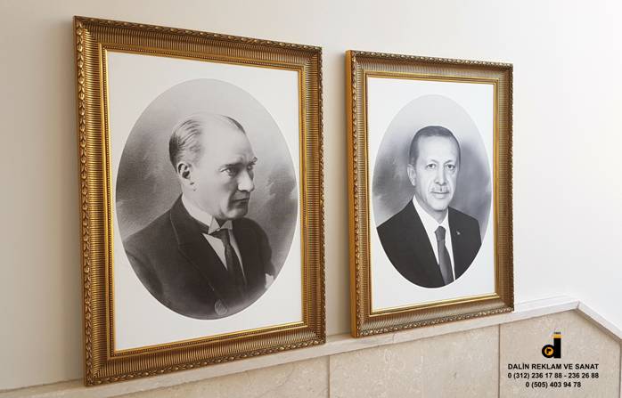 MAKAM ODASI RESM� ATAT�RK TABLOSU VE CUMHURBA�KANI 6241 EL�PS S�YAH BEYAZ - 3