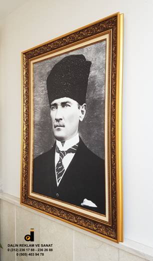MAKAM ODASI ATAT�RK PORTRES� TABLOSU 7641 �ER�EVE S�YAH BEYAZ 3