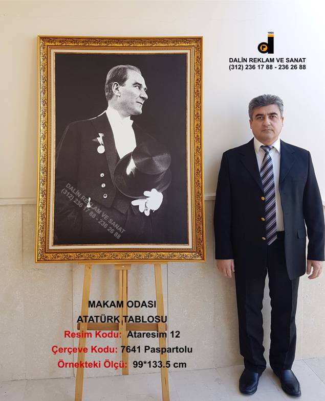 MAKAM ODASI ATAT�RK TABLOSU ATARES�M12 �ER�EVE MODEL� 7641 Y PASPARTOLU 99 133-5 CM